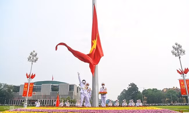 Lễ thượng cờ chào mừng Quốc khánh 2.9 tại quảng trường Ba Đình, Hà Nội ngày 1.9. Ảnh: Giang Huy.