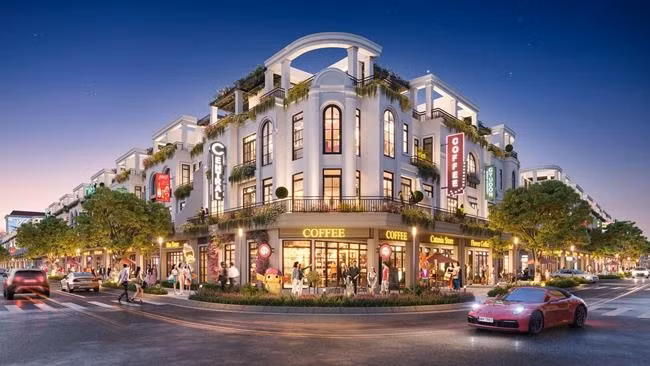 Chuỗi shophouse sầm uất giúp hoàn thiện chuỗi tiện ích nội khu cho dự án, thuận tiện về mặt di chuyển và thời gian cho cư dân. Ảnh: Realty Holdings