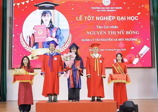 Trường ĐH Quy Nhơn tổ chức Lễ trao bằng tốt nghiệp đại học hệ chính quy đợt 3 năm 2025. Ảnh: HỒ ĐIỂM
