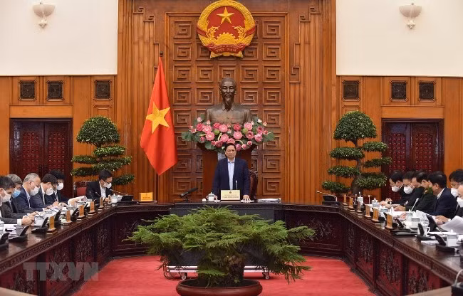 Thủ tướng Phạm Minh Chính phát biểu kết luận cuộc họp. (Ảnh: Dương Giang/TTXVN)