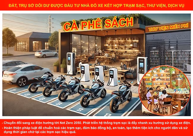 Mô hình nhà đỗ xe kết hợp trạm sạc, thư viện, dịch vụ do ĐB Nguyễn Văn Cảnh đề xuất. Ảnh: NVCC