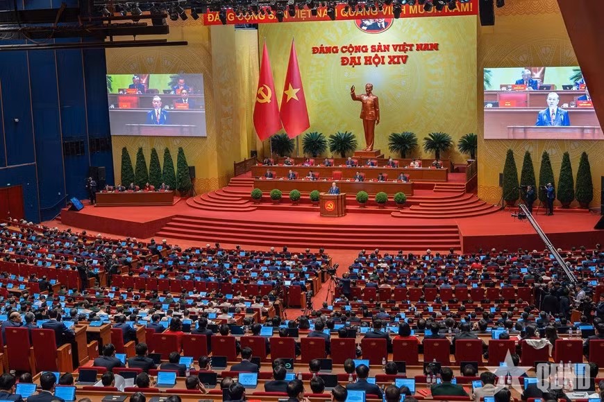Quang cảnh phiên khai mạc Đại hội đại biểu toàn quốc lần thứ XIV của Đảng. Ảnh: QĐND