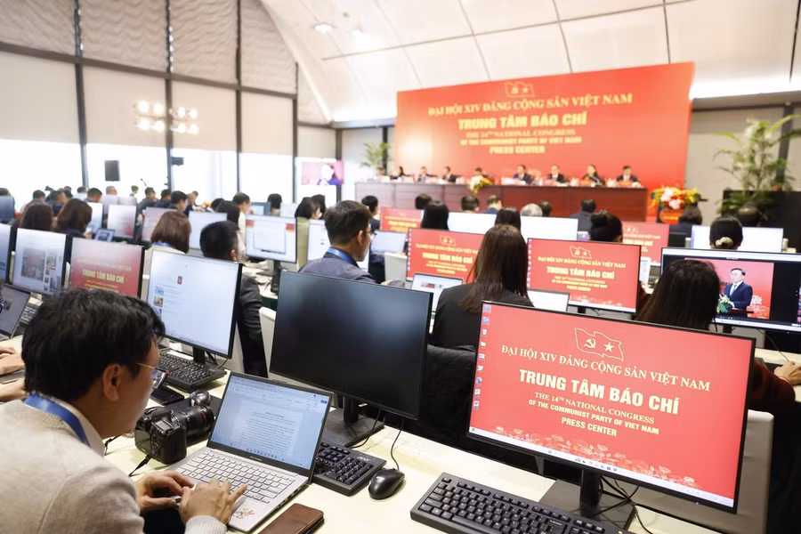Họp báo Đại hội XIV của Đảng tại Trung tâm báo chí. Ảnh: Như Ý.