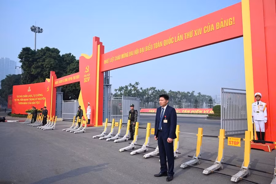 Khu vực diễn ra Đại hội được bố trí lực lượng an ninh dày đặc.