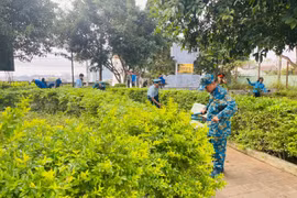 Ra quân dọn vệ sinh khuôn viên Bia tưởng niệm các chiến sĩ cách mạng hy sinh tại Trại giam Tù binh Pleiku