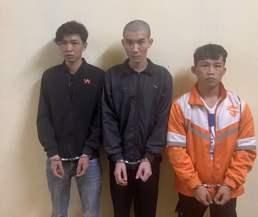 3 đối tượng Hiển, Nhựt và Tâm (từ trái qua). Ảnh: Công an huyện Mang Yang