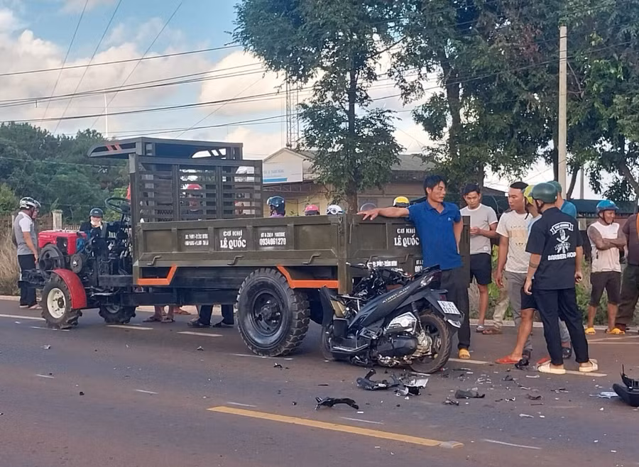 Hiện trường vụ va chạm giao thông.Ảnh: T.S