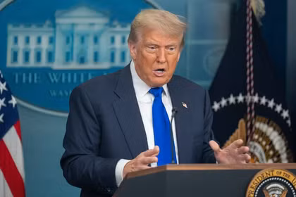 Tổng thống Mỹ Donald Trump phát biểu tại Nhà Trắng. Ảnh: THX/TTXVN