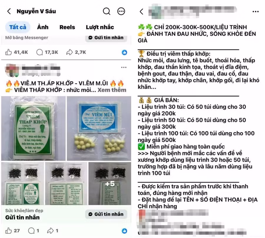 Fanpage của các đối tượng dùng để quảng cáo, bán thuốc. Ảnh: Công an tỉnh Thanh Hóa