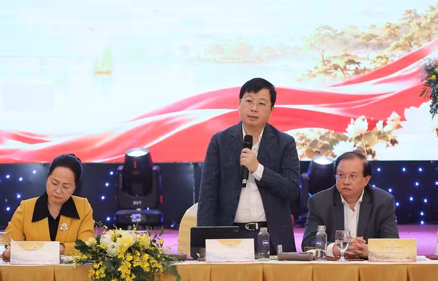 Tổng Giám đốc Đài Truyền hình Việt Nam Nguyễn Thanh Lâm phát biểu. Ảnh: Trần Huấn.