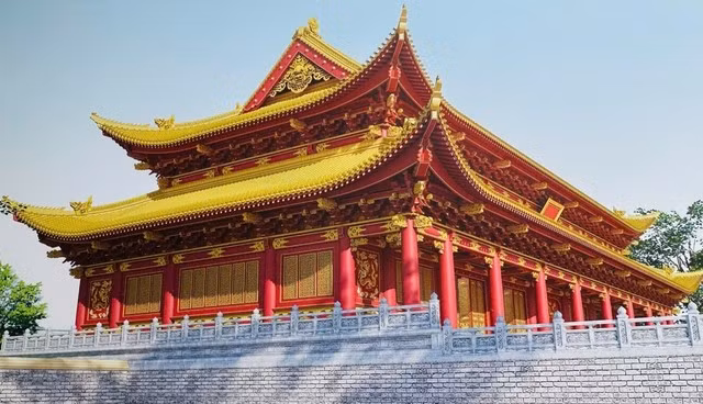 Một hình ảnh giả thuyết về điện Kính Thiên thời Lê. Ảnh: Tư liệu