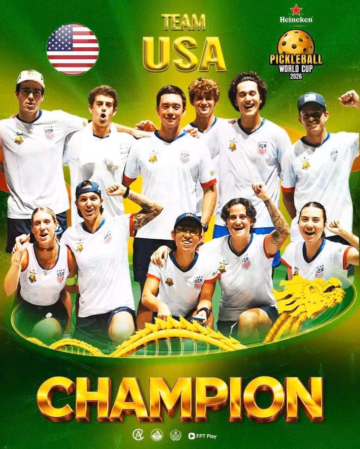 Đội tuyển Mỹ vô địch ở Heineken Pickleball World Cup 2026 - Ảnh: Ban tổ chức