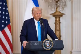 Tổng thống Mỹ Donald Trump phát biểu tại Nhà Trắng. Ảnh: THX/TTXVN