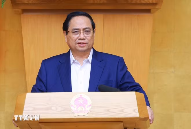 Thủ tướng Phạm Minh Chính chủ trì phiên họp Chính phủ thường kỳ tháng 11-2025. Ảnh: Dương Giang/TTXVN