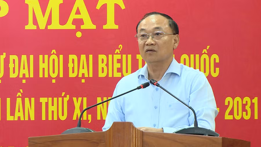 Bí thư Tỉnh ủy Thái Đại Ngọc phát biểu tại buổi gặp mặt. Ảnh: Hoàng Vũ