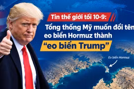 Tin thế giới tối 10-9: Tổng thống Mỹ muốn đổi tên eo biển Hormuz thành “eo biển Trump”