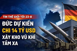 Tin thế giới tối 23-8: Đức dự kiến chi 14 tỷ USD xây kho vũ khí tầm xa