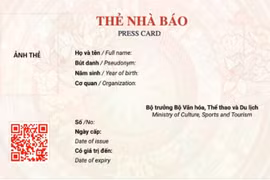 Mẫu thẻ nhà báo mới 2026 có gắn mã QR nhận diện thông tin