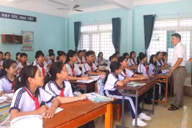 Một tiết học của học sinh Trường THCS thị trấn Tuy Phước (xã Tuy Phước). Ảnh: Hồ Điểm
