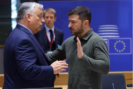 Thủ tướng Hungary Viktor Orban (trái) và Tổng thống Ukraine Volodymyr Zelensky.