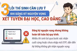 3 lỗi thí sinh cần lưu ý khi đăng ký nguyện vọng xét tuyển đại học