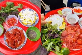 Món sứa đỏ được nhiều bạn trẻ yêu thích trong thời gian qua. (Ảnh: Hà Nội Riviu)