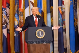 Tổng thống Mỹ Donald Trump phát biểu tại Nhà Trắng, Washington, D.C. Ảnh: THX/TTXVN