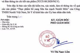Kết quả kiểm nghiệm sản phẩm sữa lúa mạch Nestlé Milo