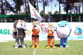 Bộ ba mascot khuấy động không khí Festival U14 quốc tế tại Gia Lai