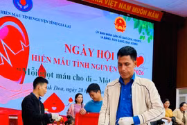 Bệnh viện Đa khoa Gia Lai đã tiếp nhận 341 đơn vị máu an toàn tại cụm khu vực Đak Đoa ngày 28-8. Ảnh: N.N