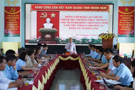 Phó Bí thư Thường trực Tỉnh ủy, Chủ tịch HĐND tỉnh Rah Lan Chung làm việc với Ban Thường vụ Đảng ủy xã Sơn Lang