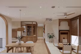 Căn hộ 106m2 với không gian, tông màu ấm áp nhẹ nhàng