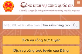 Cổng Dịch vụ công quốc gia có 10 danh mục dữ liệu dùng chung.