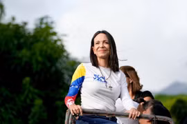 Ủy ban Nobel Na Uy công bố giải Nobel Hòa bình 2025 thuộc về bà Maria Corina Machado. Ảnh: AP