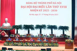 Đoàn Chủ tịch biểu quyết tại Đại hội. Ảnh: Thống Nhất/TTXVN
