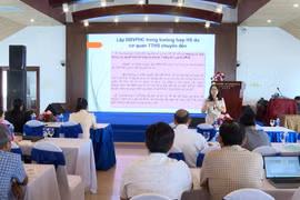Quang cảnh buổi tập huấn kỹ năng, nghiệp vụ xây dựng văn bản quy phạm pháp luật, tổ chức thi hành pháp luật.