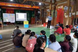 Đại diện Viện Công nghệ tiên tiến hướng dẫn hơn 30 hộ dân xã An Toàn phương pháp khai thác mật ong bền vững theo hệ thống PGS.