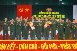 Ban Chấp hành Đảng bộ Sư đoàn 31 nhiệm kỳ 2025 - 2030 ra mắt đại hội. Ảnh: H.P
