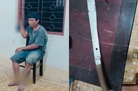 Đối tượng Toai đã bị bắt giữ cùng hung khí gây án 