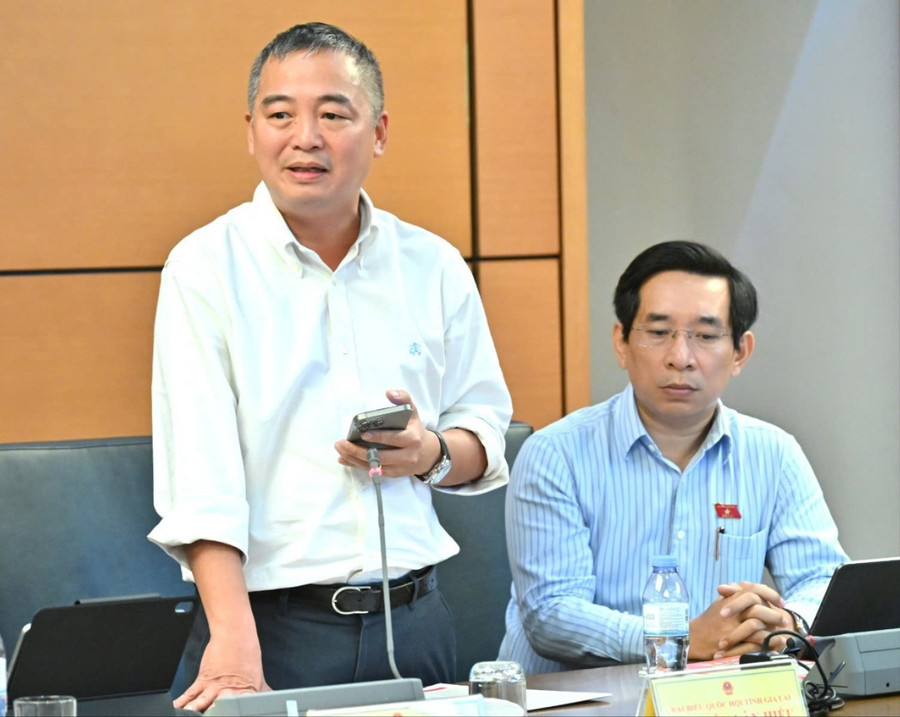 ĐB Nguyễn Lân Hiếu cho rằng cần coi bác sĩ nội trú là mức học tương đương cao học và có chính sách ưu tiên miễn học phí cũng như nên có lương do ngân sách chi trả. Ảnh: Đoàn ĐBQH tỉnh gen-h-luat-giao-duc-6-1479.jpg