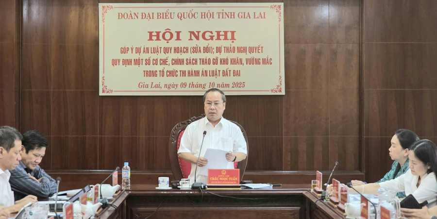 Trưởng đoàn ĐBQH tỉnh Châu Ngọc Tuấn phát biểu tại hội nghị. Ảnh: Hồng Thương 1-pho-bi-thu-tinh-uy-chau-ngoc-tuan-phat-bieu-tai-hoi-nghi-anh-ht.jpg