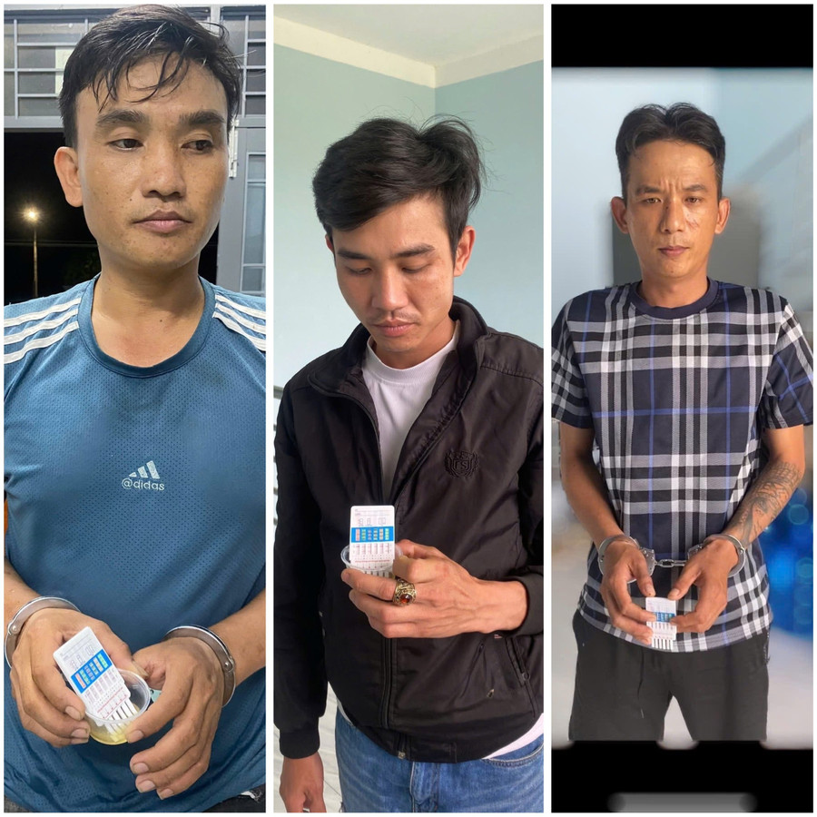 3 đối tượng (từ trái qua) Luân, Tuấn, Thuật. Ảnh: ĐVCC su-dung-trai-phep-ma-tuy.jpg