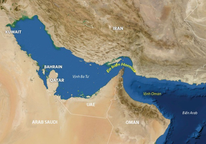 Vị trí eo biển Hormuz và các quốc gia xung quanh. (Hình: NASA) hormuz-4618-1728361193.jpg