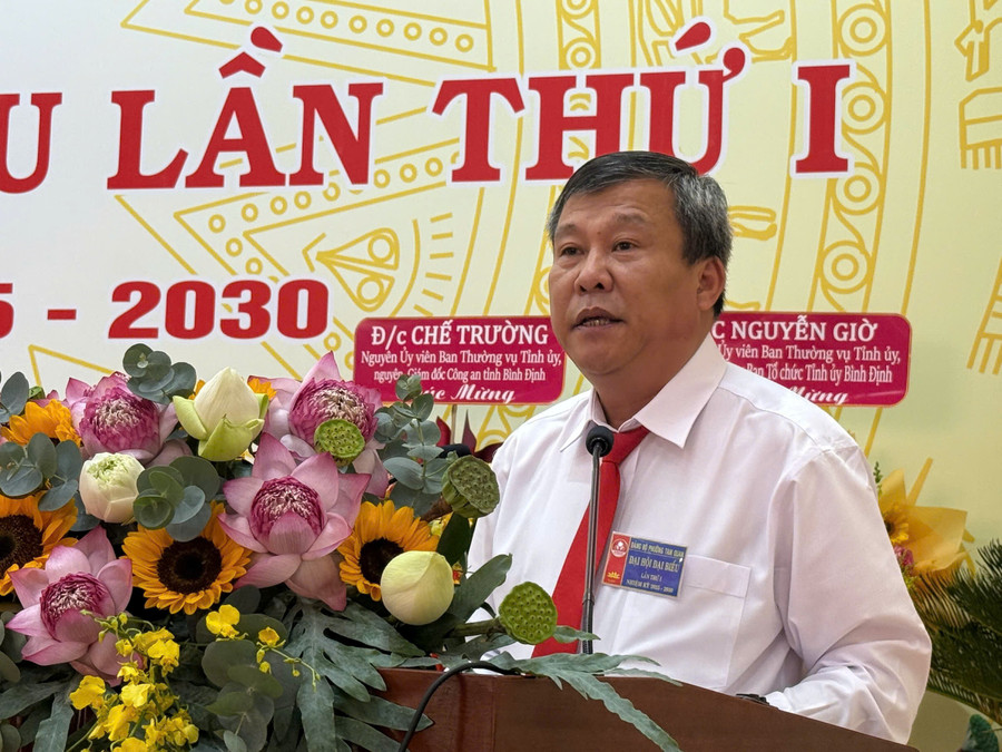 Chủ nhiệm Ủy ban Kiểm tra Tỉnh ủy Thái Thanh Bình phát biểu chỉ đạo Đại hội. Ảnh: Hoàng Vũ dong-chi-thai-thanh-binh-chu-nhiem-uy-ban-kiem-tra-tinh-uy-phat-bieu-chi-dao.jpg