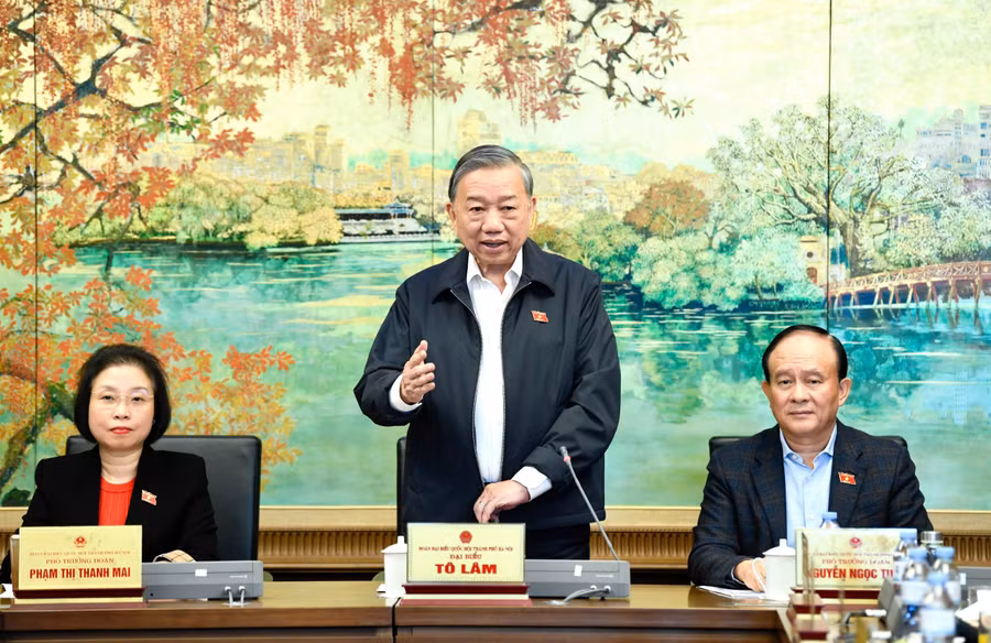 Tổng Bí thư Tô Lâm phát biểu tại thảo luận tổ. Ảnh: Gia Hân