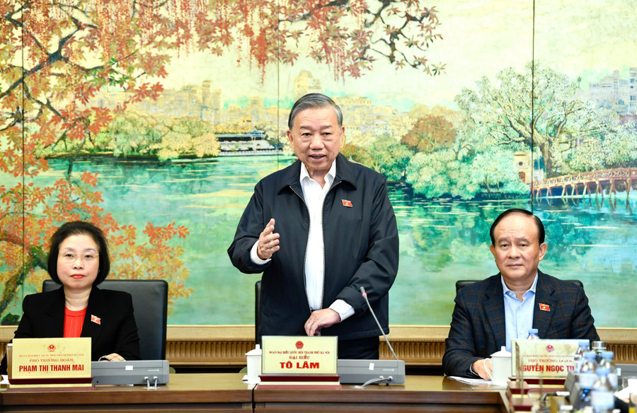 Tổng Bí thư Tô Lâm phát biểu tại thảo luận tổ. Ảnh: Gia Hân