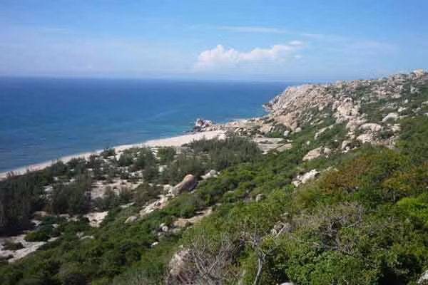 Toàn cảnh bãi Thịt, nơi rùa đẻ nhiều nhất nhìn từ trên cao. Ảnh: Đức Minh