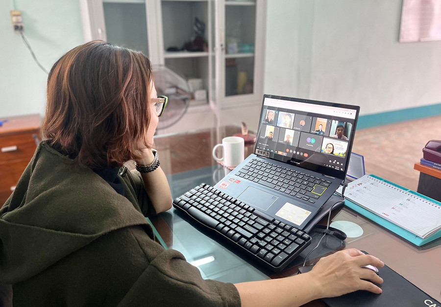 Một học viên tham gia lớp tập huấn. Ảnh: Hồng Thắm  Một học viên tham gia lớp tập huấn. Ảnh: Hồng Thắm