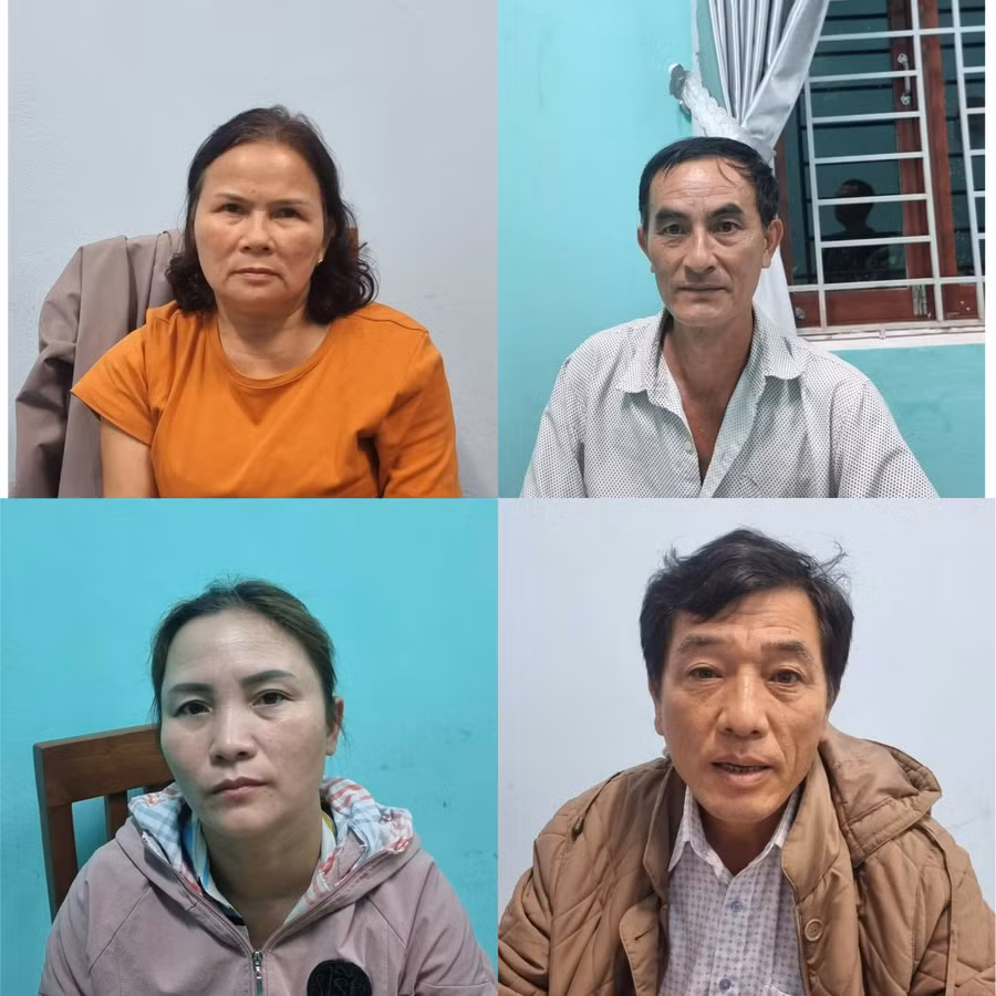 4 đối tượng đánh bạc dưới hình thức chơi đánh phỏm ăn thua bằng tiền mặt. Ảnh: Công an huyện Chư Prông cung cấp