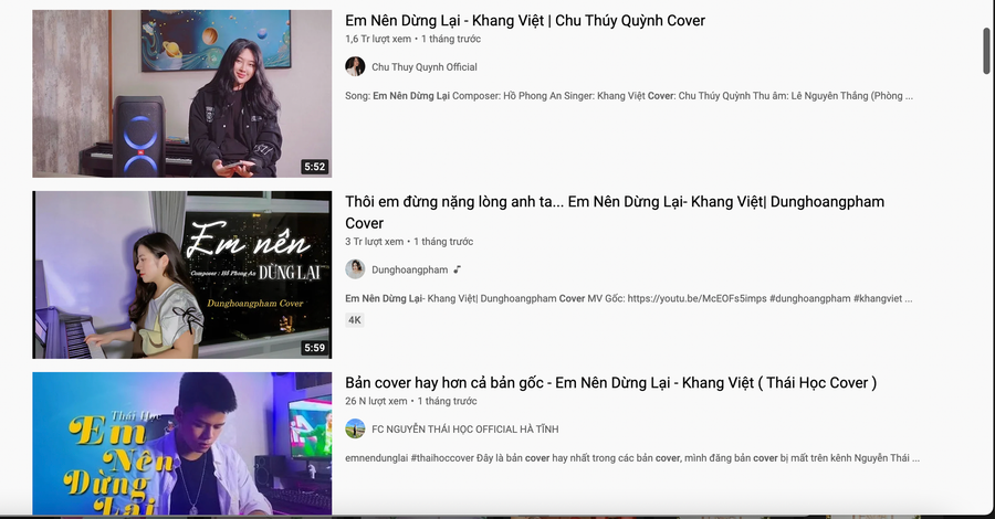 Khang Việt hạnh phúc khi bài hát của mình được cover nhiều. Ảnh: Chụp màn hình